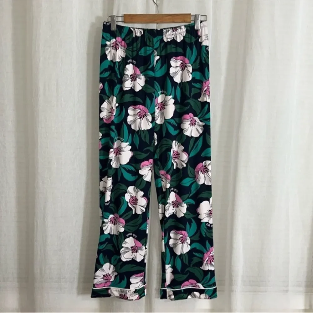 kate spade S Navy Pink White Black Floral Blossom Cozy PJ Short Sleeve & Pants